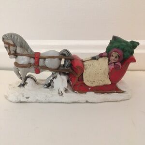 Vintage byron molds ceramics Christmas horse drawn carriage in snow with tree